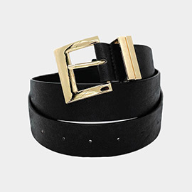 Metal Buckle Accented Faux Leather Belt