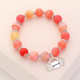 Crab Charm Beaded Stretch Bracelet