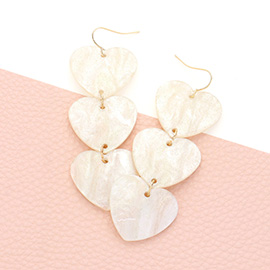 Celluloid Acetate Pearl Heart Link Dropdown Earrings