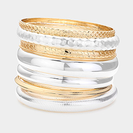 10PCS - Metal Multi Layered Bangle Bracelets