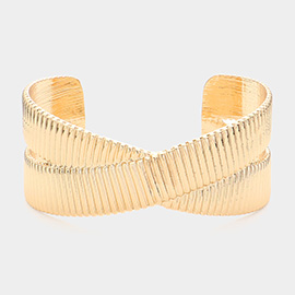 Textured Metal Crisscross Cuff Bracelet