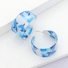 Butterfly Printed Acrylic Hoop Earrings