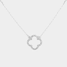 Stone Paved Open Quatrefoil Pendant Necklace