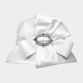 Stone Pointed Flower Ribbon Accented Dressy Hat