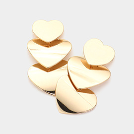 Metal Heart Link Dropdown Earrings