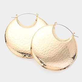 Textured Metal Hoop Pin Catch Earrings