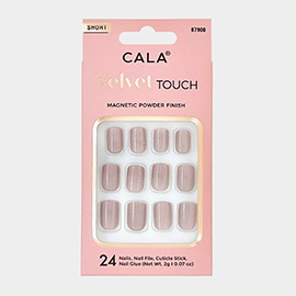 24PCS - Velvet Touch Magnetic Powder Finish Short Square Taupe Press on Nail Set