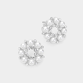 Pearl Flower Stud Earrings