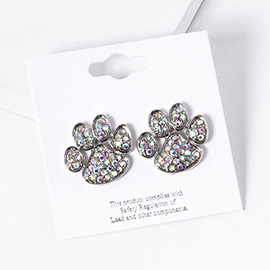 Stone Paved Paw Stud Earrings