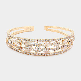 Round Marquise CZ Stone Pointed Evening Cuff Bracelet