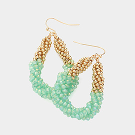 Faceted Beaded Twisted Open Teardrop Dangle Earrings