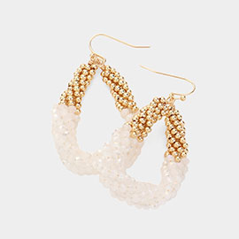 Faceted Beaded Twisted Open Teardrop Dangle Earrings