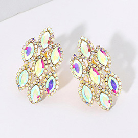 Marquise Stone Embellished Clip On Earrings