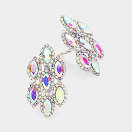 Marquise Stone Embellished Clip On Earrings