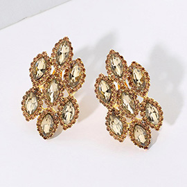 Marquise Stone Embellished Clip On Earrings