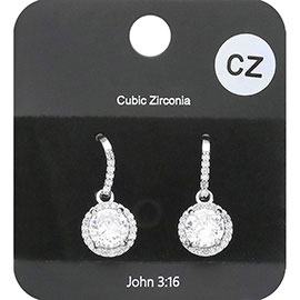 Round CZ Stone Dangle Earrings