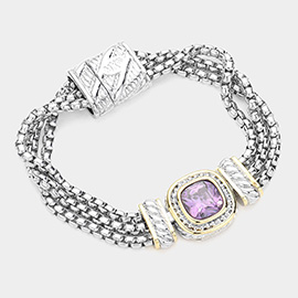 Square CZ Stone Magnetic Bracelet