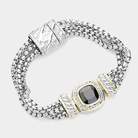 Square CZ Stone Magnetic Bracelet