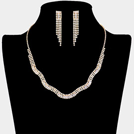 CZ Rhinestone Paved Wavy Necklace