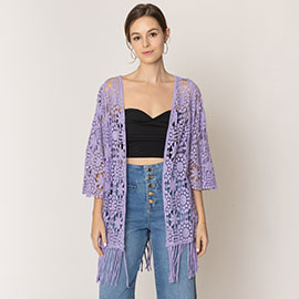 Flower Fringe Crochet Cardigan