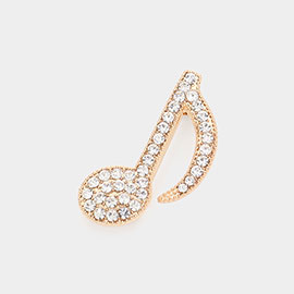 Rhinestone Paved Musical Note Pin Brooch