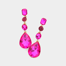 Teardrop Crystal Stone Accented Evening Earrings