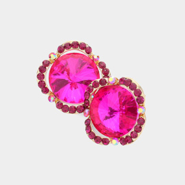 Round Crystal Stone Accented Evening Earrings