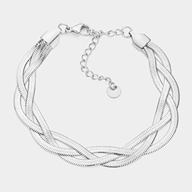 Stainless Steel Twisted Herringbone Chain Bracelet