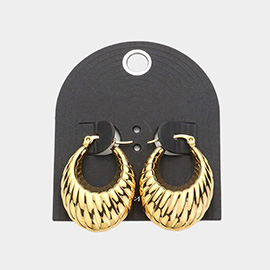 Textured Metal Hoop Pin Catch Earrings