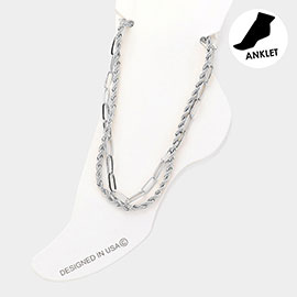 Rope Paper Clip Chain Layered Anklet