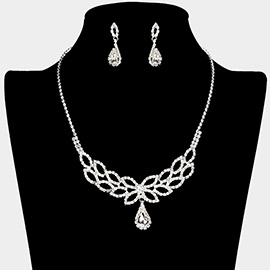 Teardrop Stone Pendant Pointed Rhinestone Paved Necklace