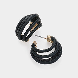 Raffia Wrapped Split Hoop Earrings