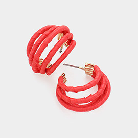 Raffia Wrapped Split Hoop Earrings