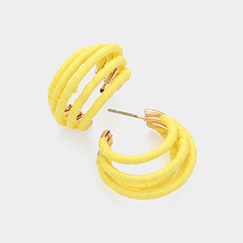 Raffia Wrapped Split Hoop Earrings