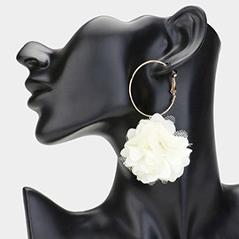 Fabric Rose Dangle Earrings