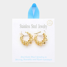 Stainless Steel Spiral Hoop Pin Catch Earrings