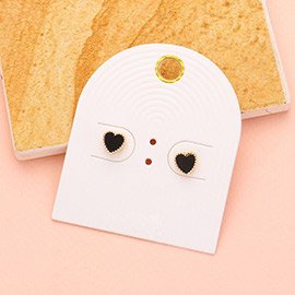 Enamel Heart Stud Earrings