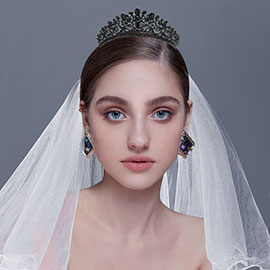 Teardrop Oval Stone Cluster Embellished Princess Tiara