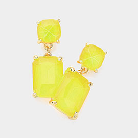 Square Rectangle Link Dangle Evening Earrings