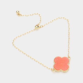 Quatrefoil Druzy Adjustable Pull Tie Bracelet