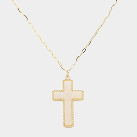 Druzy Cross Pendant Necklace