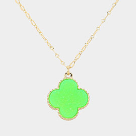 Druzy Quatrefoil Pendant Necklace