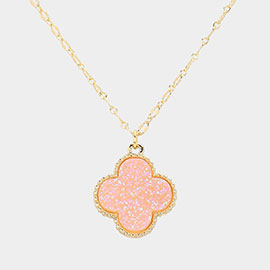 Druzy Quatrefoil Pendant Necklace