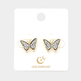 Druzy Butterfly Stud Earrings