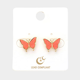 Druzy Butterfly Stud Earrings