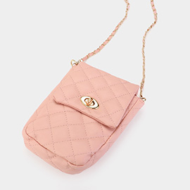 Faux Leather Quilted Mini Crossbody Bag