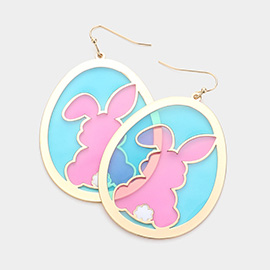 Translucent Oval Easter Bunny Dangle Earrings