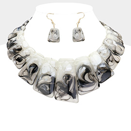 Celluloid Acetate Marble Bib Statement Necklace