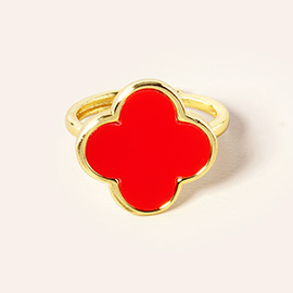 14K Gold Dipped Enamel Quatrefoil Ring