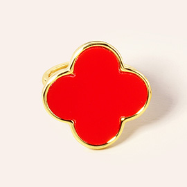 14K Gold Dipped Enamel Quatrefoil Ring